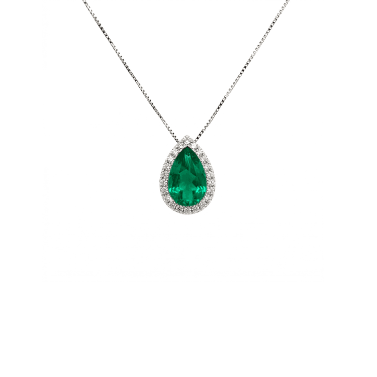 Collar dije clúster esmeralda gota 0.55 cts