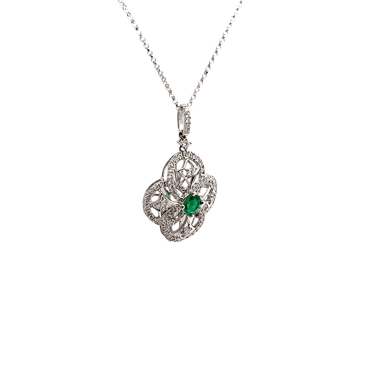 Dije flor esmeralda y diamantes