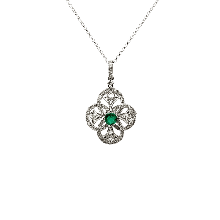Dije flor esmeralda y diamantes