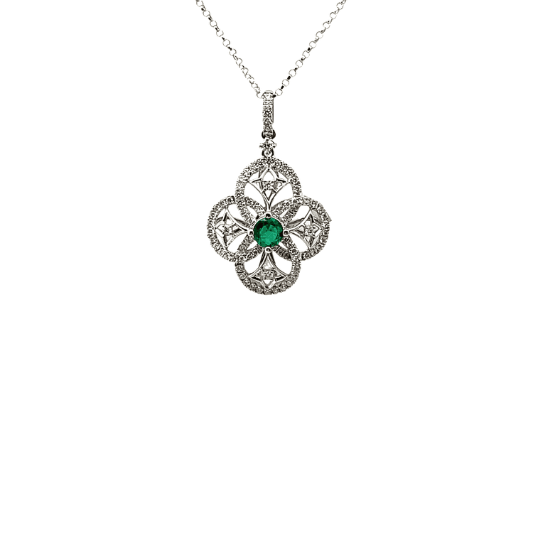 Dije flor esmeralda y diamantes