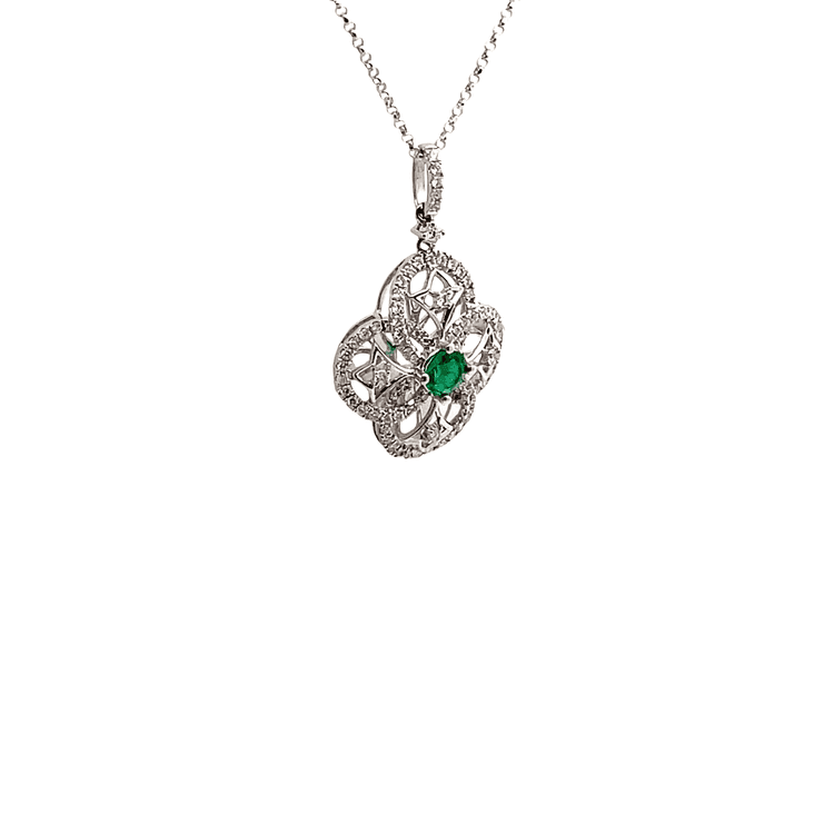Dije flor esmeralda y diamantes