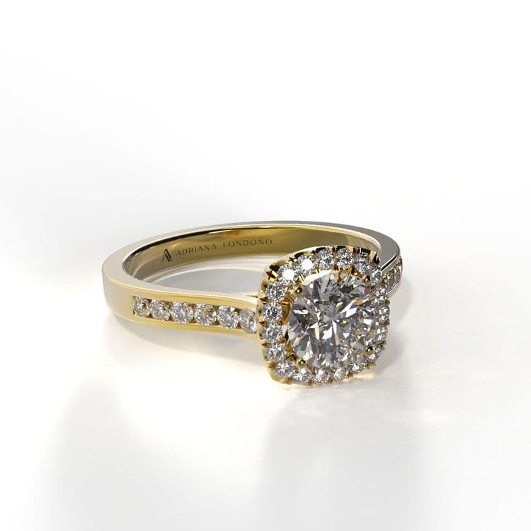 Anillo halo amberes 0,60 cts al carre