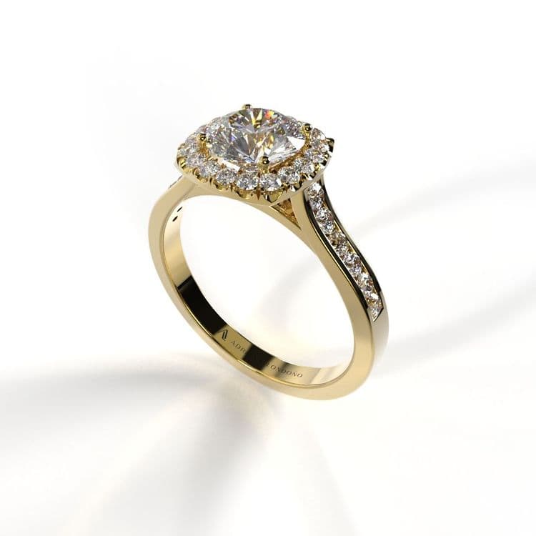 Anillo halo amberes 0,60 cts al carre