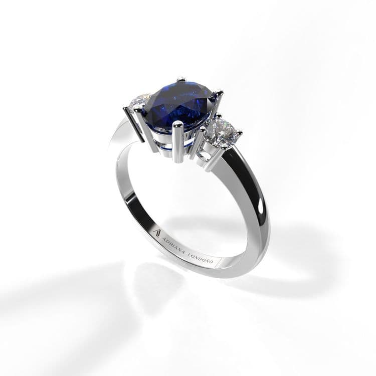 Anillo tresillo houston 0,60 cts ovalo