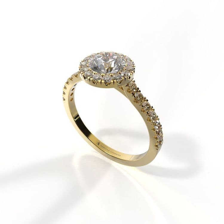 Anillo halo queenstown 0,50 cts al frances