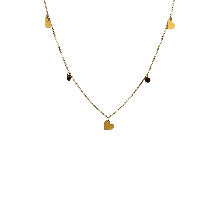 Collar dijes corazones y circones 