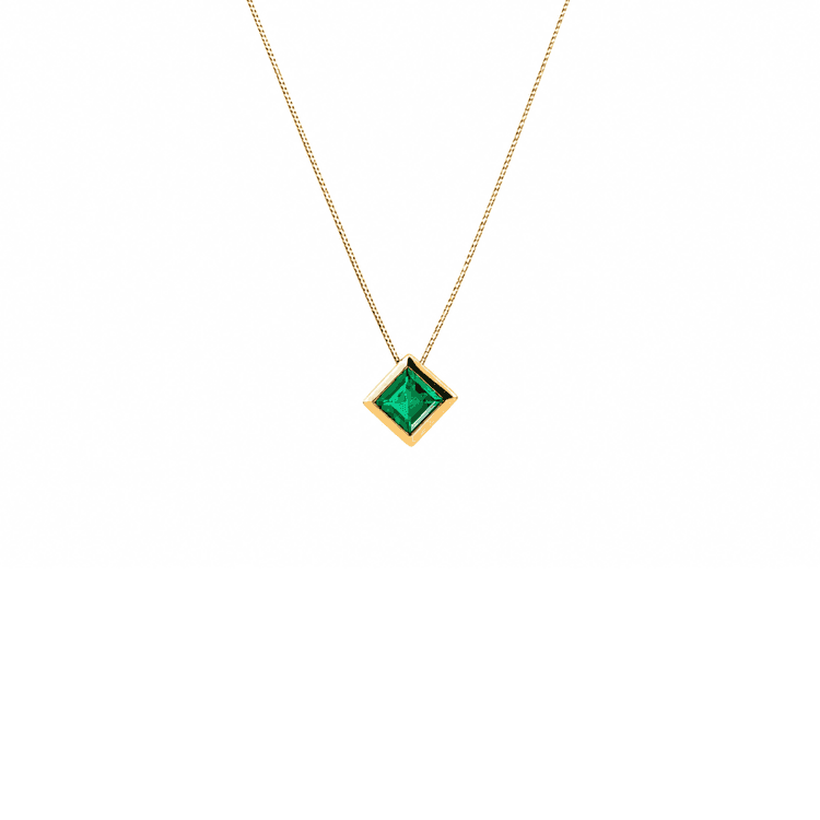 Collar rombo esmeralda 0,48 cts