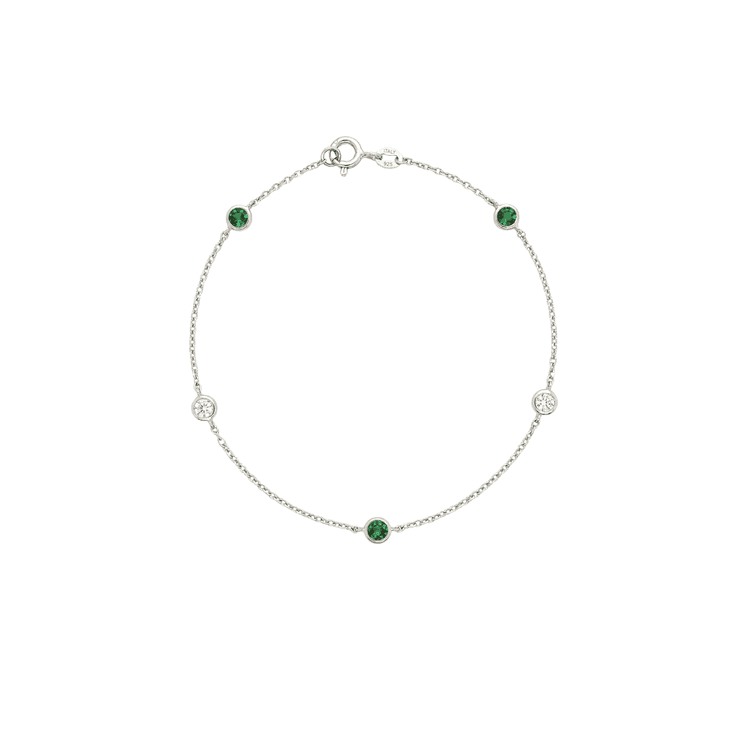Pulsera diamante esmeralda natural al bisel