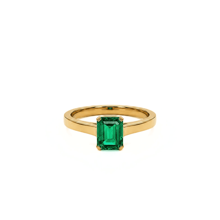 Anillo solitario esmeralda 0,50 cts