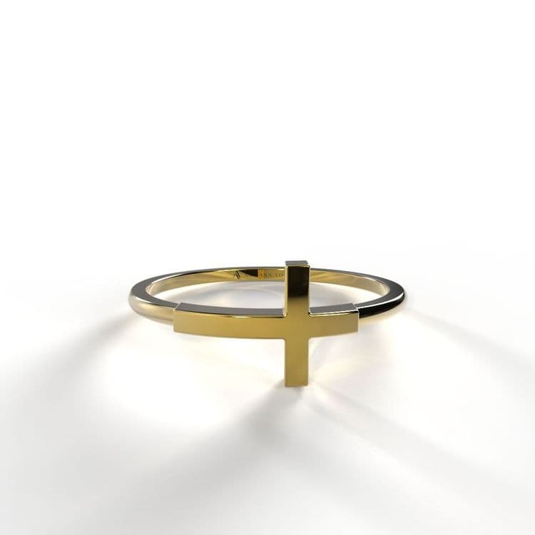 Anillo cruz 18k