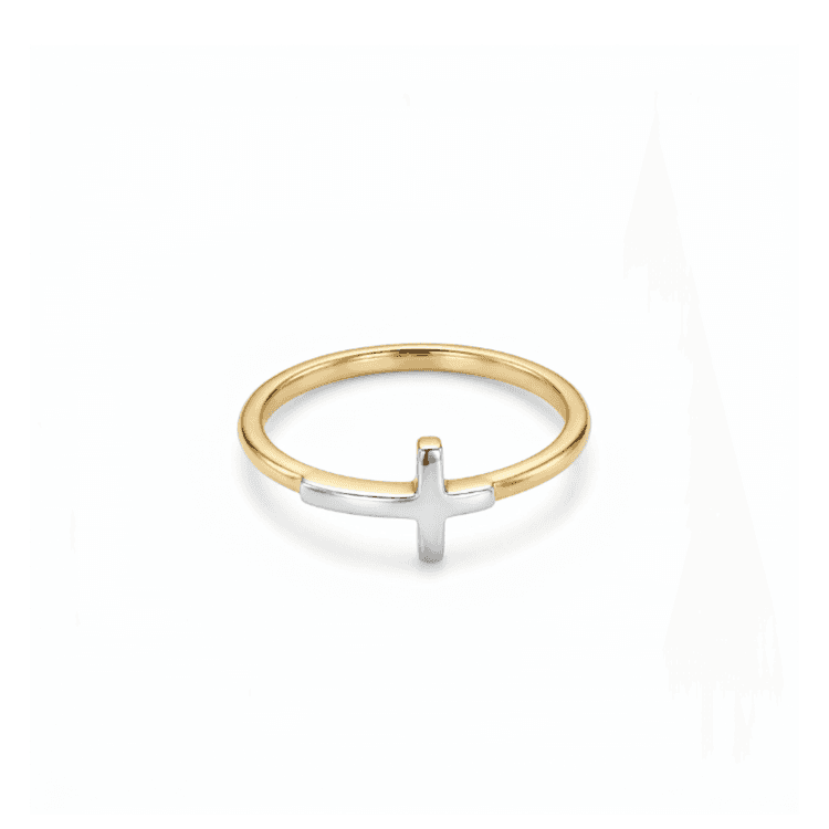 Anillo cruz 18k
