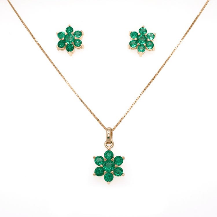 Aderezo set dije aretes esmeralda