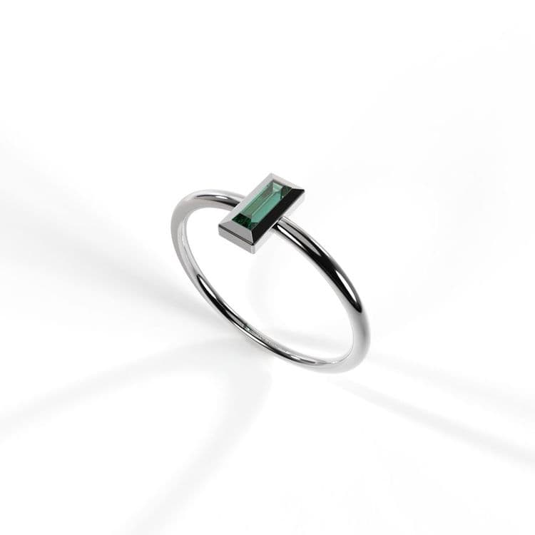 Anillo solitario boho baguette 0,07 cts