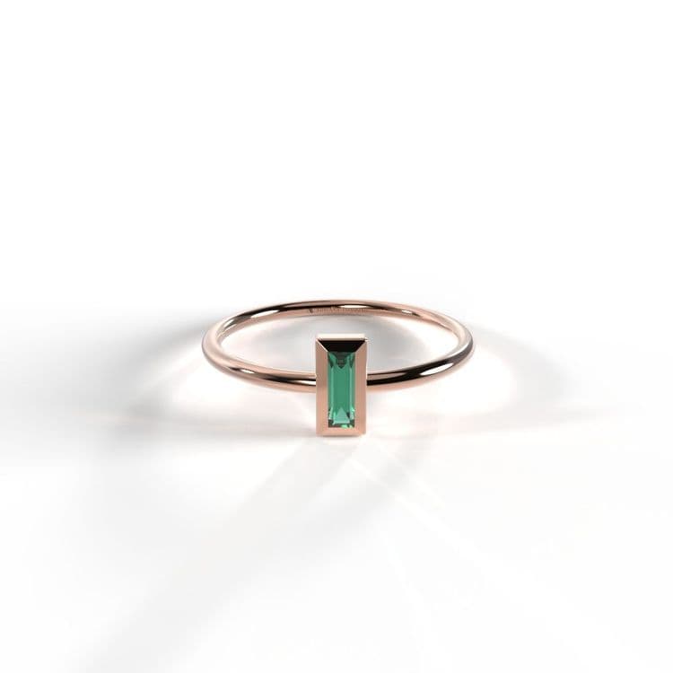 Anillo solitario boho baguette 0,07 cts