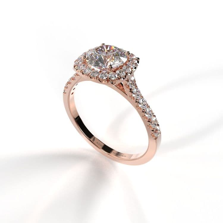 Anillo halo amberes 0,60 cts al frances