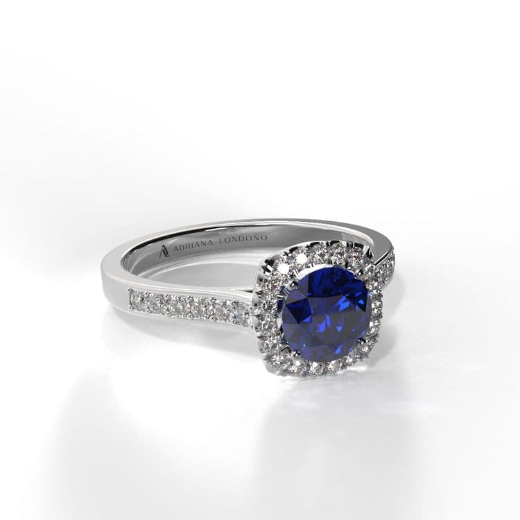Anillo halo amberes 0,60 cts a la banda
