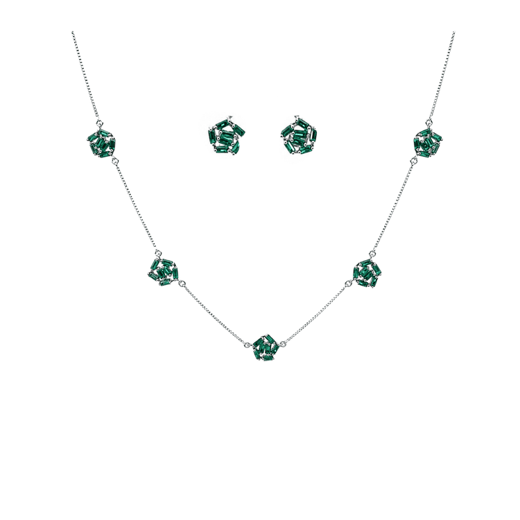 Aderezo set collar y aretes crazy esmeraldas