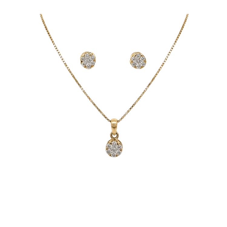 Set dije y aretes flor diamantes