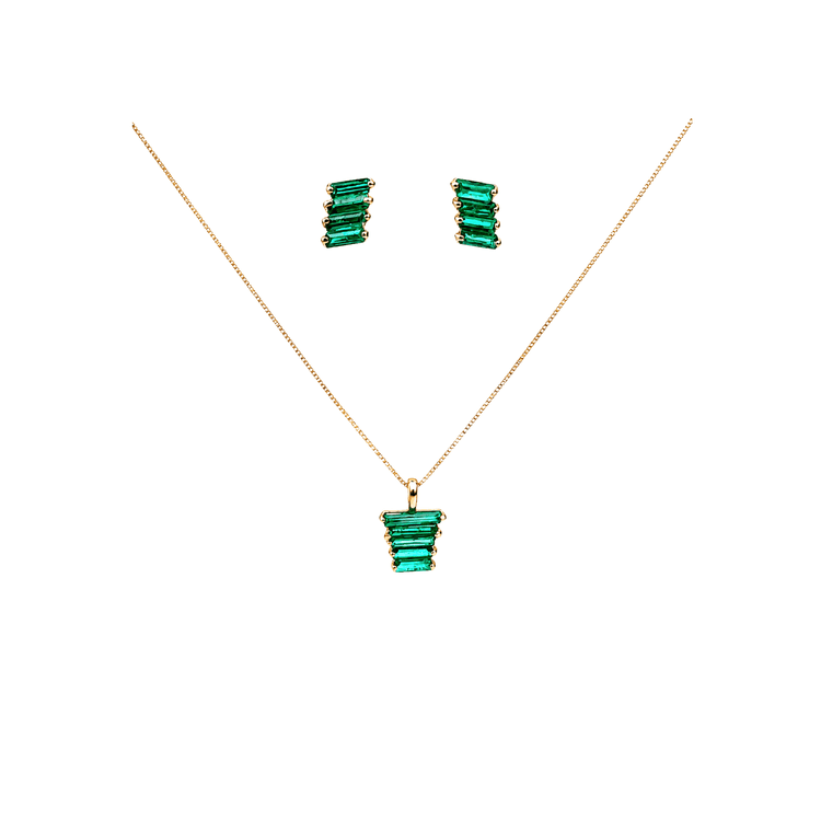 Set dije y aretes esmeraldas talla baguette