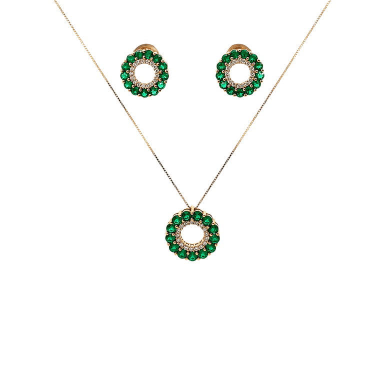 Aderezo set dije y aretes esmeraldas