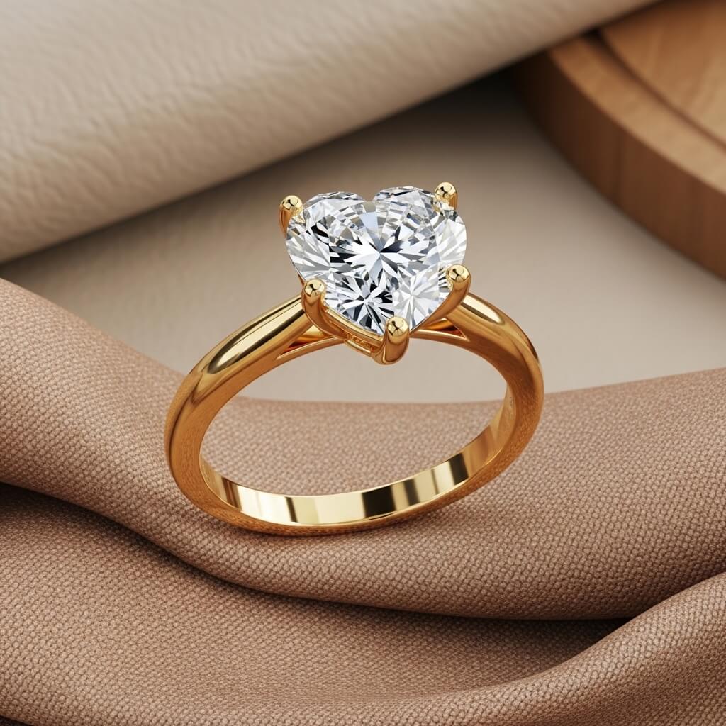 Anillo compromiso diamante corazón amor