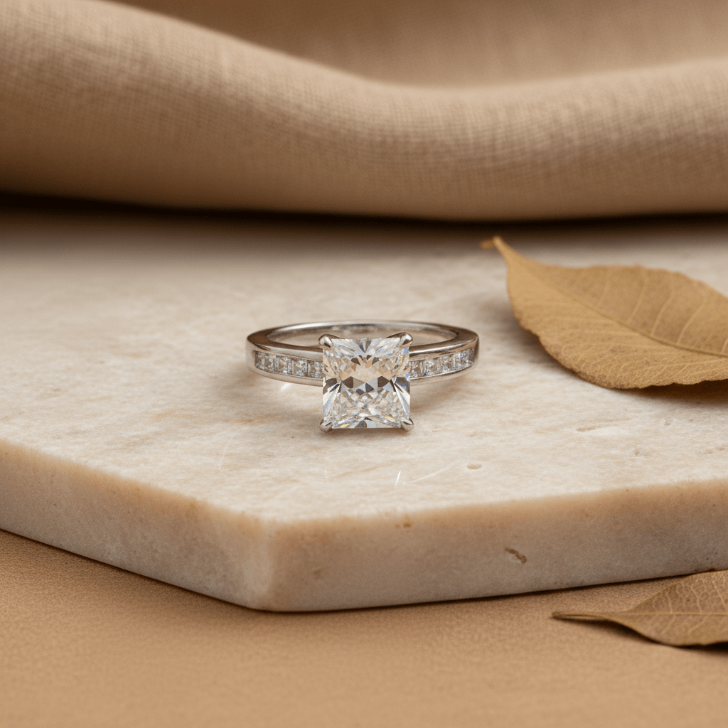 Anillo corte princesa diamante cuadrado