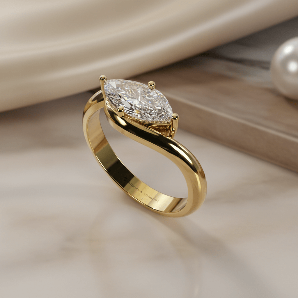 Anillo diamante corte marquesa vintage