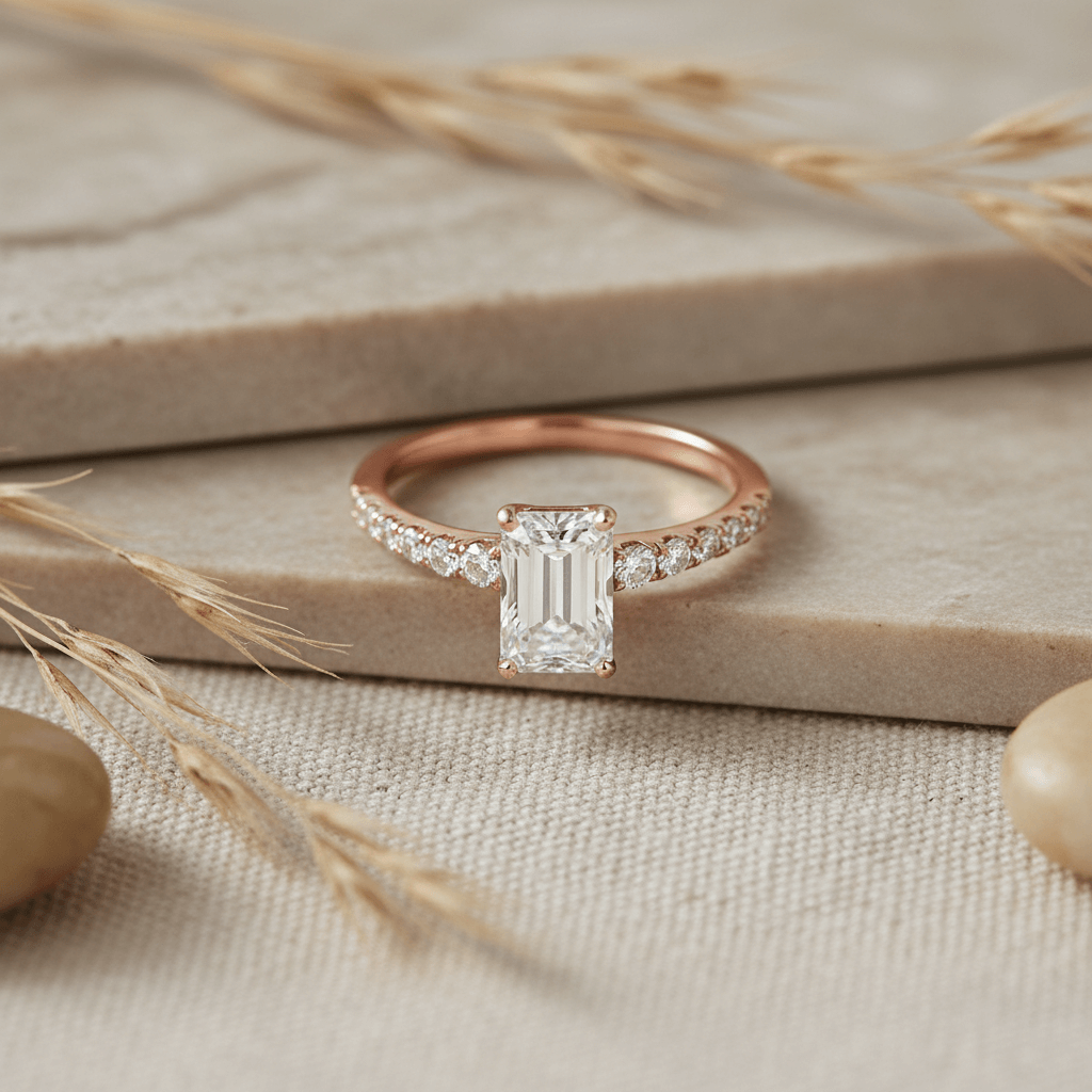 Anillo minimalista diamante baguette