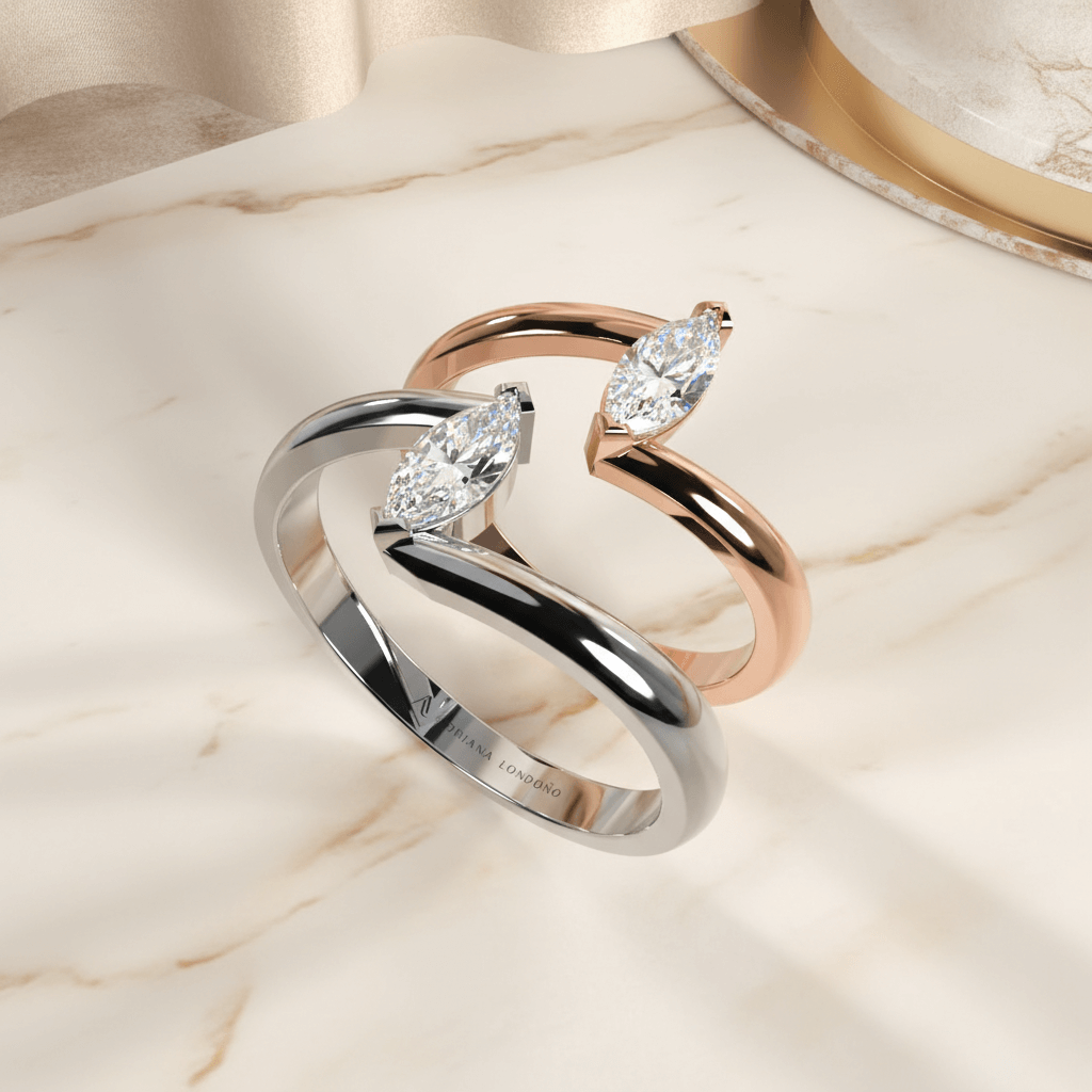 Diamante marquise oro blanco oro rosa